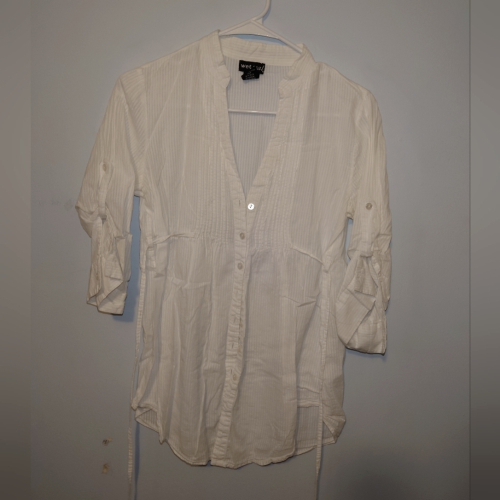 Long Light Button Up w/ Waist Tie
